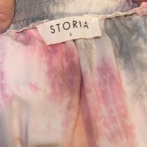 STORIA Cotton Off-Shoulder Tie-Dye Dress Size Small - Picture 12 of 12